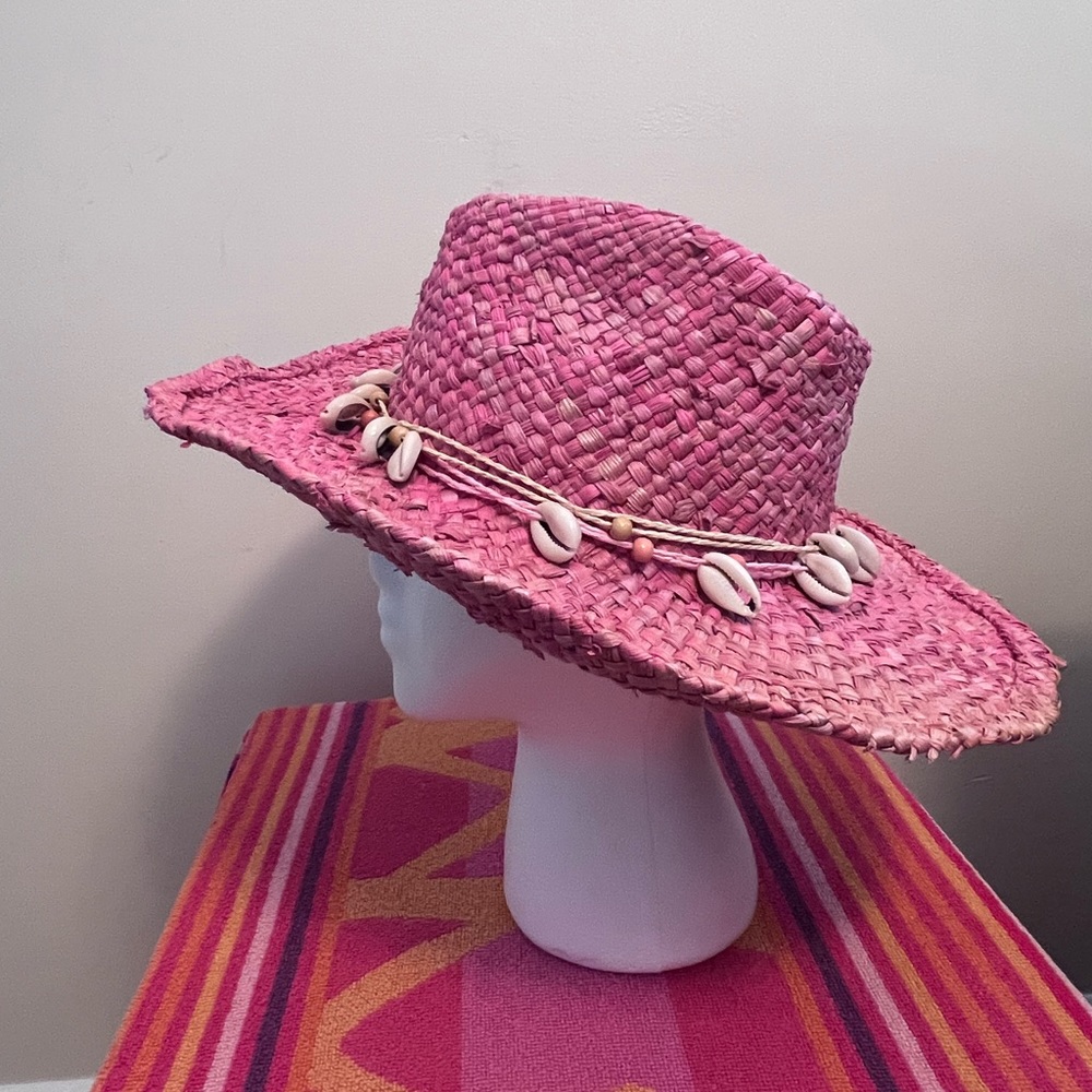 Panama Jack Pink Cowboy Hat with Puka Shells